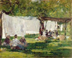 The Laundry at Collise St. Simeon by Eugene Louis Boudin