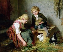 Feeding the Rabbits by Felix Schlesinger