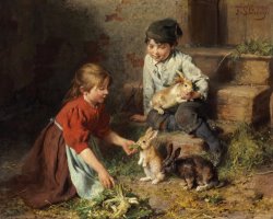 Futterung Der Kaninchnen by Felix Schlesinger