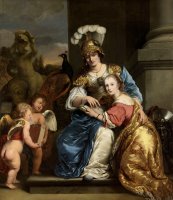 Margarita Trip As Minerva, Instructing Her Sister Anna Maria Trip by Ferdinand Bol