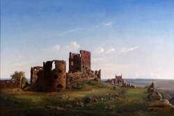 View of The Ruined Castle of Hammershus by Ferdinand Richardt