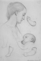 The Young Mother Sheet of Studies by Ford Madox Brown
