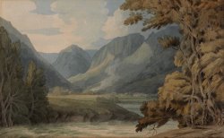 View in Borrowdale of Eagle Crag And Rosthwaite by Francis Swaine