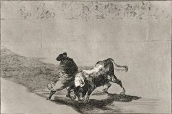 The Clever 'student of Falces' Infuriates The Bull by Moving About Wrapped in His Cloak by Francisco De Goya