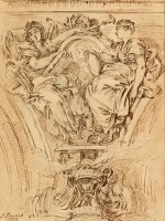 Spandrel Decoration Fame And Truth Applauding Louis Xv by Francois Boucher