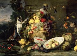 Three Monkeys Stealing Fruit by Frans Snyders