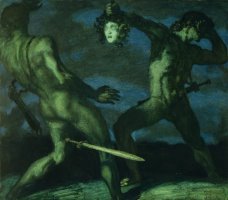 Perseus Turns Phineus To Stone By Brandishing The Head Of Medusa by Franz Von Stuck