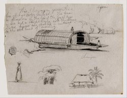 Sketches From Colombia River Craft (champan), a Woman, Group of Trees, a House by Frederic Edwin Church
