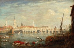 The Monument And London Bridge by Frederick Nash