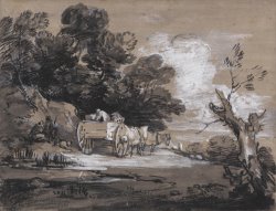 Wooded Landscape with Country Cart And Figures by Gainsborough, Thomas