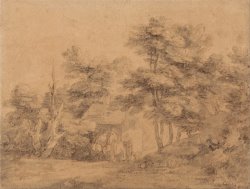Wooded Landscape with Figures, Donkeys And Cottage by Gainsborough, Thomas