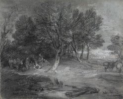 Wooded Landscape with Gypsy Encampment by Gainsborough, Thomas