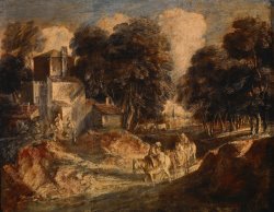 Wooded Landscape with Mounted Peasants by Gainsborough, Thomas