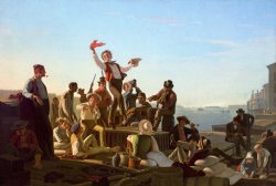 Jolly Flatboatmen in Port by George Caleb Bingham