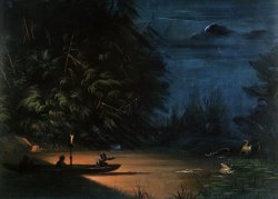 Night Scene of Deer Shooting by George Catlin