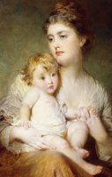 Portrait Of The Duchess Of St Albans With Her Son by George Elgar Hicks