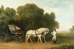 A Phaeton with a Pair of Cream Ponies in the Charge of a Stable-Lad by George Stubbs