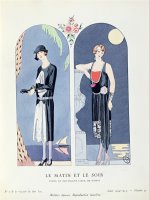 Day And Night Plate 47 From La Gazette Du Bon Ton Depicting Day And Evening Dresses 1924 25 by Georges Barbier