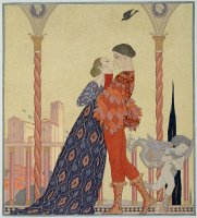 Lovers On A Balcony by Georges Barbier