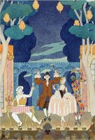 Pantomime Stage Illustration for Fetes Galantes by Paul Verlaine 1924 by Georges Barbier