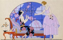Two Ladies in a Salon 1924 by Georges Barbier