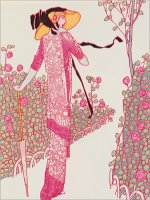 Woman in Pink Dress by Georges Barbier