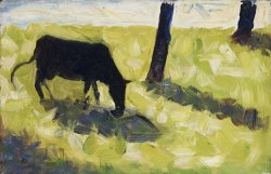 Black Cow in a Meadow by Georges Seurat