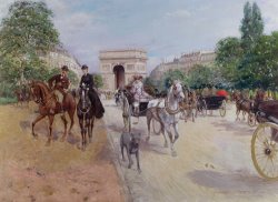 Riders and Carriages on the Avenue du Bois by Georges Stein