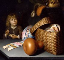 Still Life with a Boy Blowing Soap Bubbles by Gerrit Dou