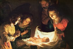 Adoration of the baby by Gerrit van Honthorst