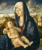 Madonna And Child In A Landscape by Giovanni Bellini