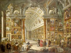 Interior of a Picture Gallery with The Collection of Cardinal Silvio Valenti Gonzaga by Giovanni Paolo Panini