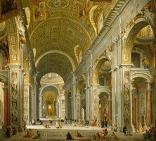 Interior of St. Peter's - Rome by Giovanni Paolo Panini