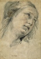 The Head of a Young Woman Looking Upward by Guido Reni