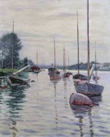 Boats Anchored On The Seine by Gustave Caillebotte