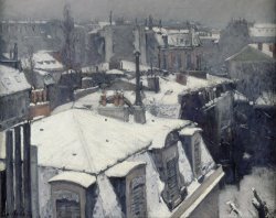 Rooftops in The Snow (snow Effect) by Gustave Caillebotte