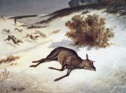 Hind Forced Down In The Snow by Gustave Courbet