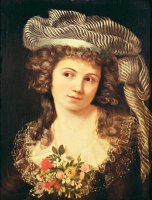 Portrait of a Young Woman in The Style of Labille Guiard (oil on Canvas) by Gustave Courbet