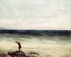 The Artist on the Seashore at Palavas by Gustave Courbet