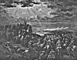 Biblical Battle Scene Engraving by Gustave Dore