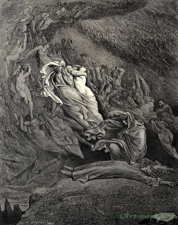 Gustave Dore The Inferno, Canto 5, Lines 137138 I Through Compassion ...