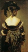 Lady with Feather Hat From Behind by Hans Makart