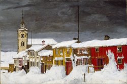 Street in Roros in Winter by Harald Sohlberg