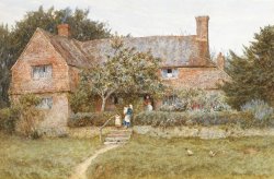 A Surrey Cottage with a Mother and her Children by Helen Allingham