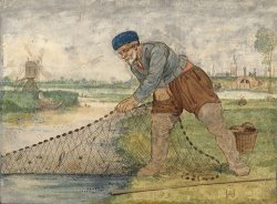 A Fisherman Hauling in His Net by Hendrick Avercamp