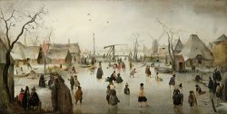 Ice Skating in a Village by Hendrick Avercamp