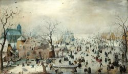 Winter Landscape with Skaters by Hendrick Avercamp