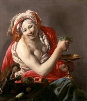 Bacchante with an Ape by Hendrick Ter Brugghen
