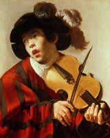  Boy Playing Stringed Instrument and Singing by Hendrick Ter Brugghen