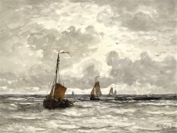 Fishing Boats on The Breakers by Hendrik Willem Mesdag